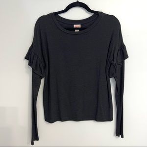 Mossimo Black Ruffle Sleeve Long Sleeve Top Size S